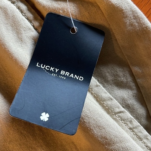 Lucky Brand XXL tan linen elastic tie waist pocketed zip/button shorts - Picture 5 of 10